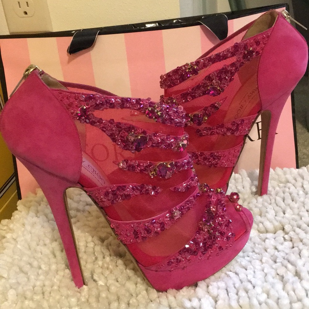 Jimmy Choo Pink Crystal Jewel Heels Size 40